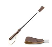 LOCKISH Cravache d'équitation en cuir avec poignée antidérapante en gel Marron 45 cm