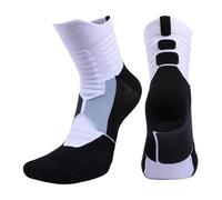 LOCKLGFMCZ Chaussettes de basket-ball Elite for Sports plein air, cyclisme, Compression, bas serviette en coton, chaussettes for hommes Chaussettes pur coton(Wit,EUR 40-44 US 7.5-10)