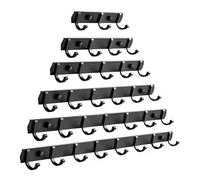 LOCKLGFMCZ Crochet à vêtements en aluminium Space sans perçage for salle de bain et cuisine, crochet adhésif puissant l'arrière, cintre universel Hook Accessories(Classic elegant black 6 hooks)