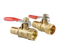 LOCKLGFMCZ Robinet à bille en laiton fileté vers embout cannelé - Mini robinet d'arrêt femelle 1/4" / 3/8" 6-12 mm avec poignée rouge Válvula de bola roscada.(12mm,Male-1-2)