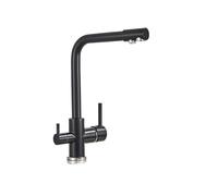 LOCKLGFMCZ Robinet de cuisine for filtre for eau potable pure, noir et or, double poignée, design for sept lettres, rotation for 360°, chaude froide Robinet de cuisine(Black with dot)