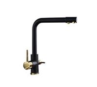 LOCKLGFMCZ Robinet de cuisine for filtre for eau potable pure, noir et or, double poignée, design for sept lettres, rotation for 360°, chaude froide Robinet de cuisine(Black And Gold)