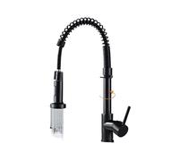 LOCKLGFMCZ Robinet de cuisine noir, robinet d'évier, buse dorée for deux modes, mélangeur d'eau chaude et froide, for grue, robinets for ressort en acier inoxydable Robinet de cuisine(Noir)