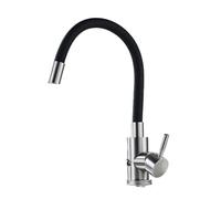 LOCKLGFMCZ Robinet d'évier de cuisine universel rotatif for double usage, eau chaude et froide, tube en silicone acier inoxydable 304 Robinet de cuisine(Black-80cm)