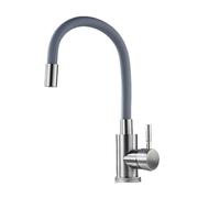 LOCKLGFMCZ Robinet d'évier de cuisine universel rotatif for double usage, eau chaude et froide, tube en silicone acier inoxydable 304 Robinet de cuisine(Grey-60cm)