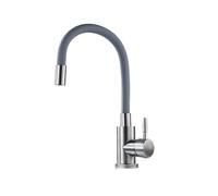 LOCKLGFMCZ Robinet d'évier de cuisine universel rotatif for double usage, eau chaude et froide, tube en silicone acier inoxydable 304 Robinet de cuisine(Grey-80cm)