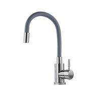 LOCKLGFMCZ Robinet d'évier de cuisine universel rotatif for double usage, eau chaude et froide, tube en silicone acier inoxydable 304 Robinet de cuisine(Grey-60cm)