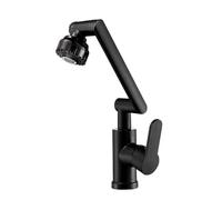 LOCKLGFMCZ Robinet rotatif universel for double mode, bras robotisé, lavabo, cuisine, salle de bain, eau chaude et froide, domestique Robinet de cuisine(Black-A)