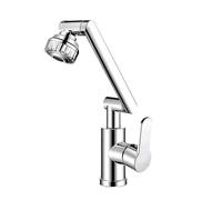 LOCKLGFMCZ Robinet rotatif universel for double mode, bras robotisé, lavabo, cuisine, salle de bain, eau chaude et froide, domestique Robinet de cuisine(Silver-B)