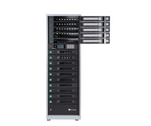 LocknCharge FUYL Tower Pro 15 Tour connectée pour charger, stocker et gérer efficacement jusqu'à 15 appareils mobiles dans des casiers verrouillables.