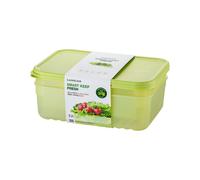 LocknLock Lot de 2 boîtes de conservation hermétiques avec couvercle, empilables et sans BPA, pour fruits et légumes, passent au micro-ondes, au congélateur et au lave-vaisselle (3,2 l)