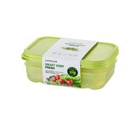 LocknLock Lot de 2 boîtes de conservation hermétiques avec couvercle, empilables et sans BPA, pour fruits et légumes, passent au micro-ondes, au congélateur et au lave-vaisselle (760 ml)