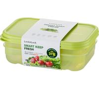 LocknLock Lot de 2 boîtes de conservation hermétiques avec couvercle, empilables et sans BPA, pour fruits et légumes, passent au micro-ondes, au congélateur et au lave-vaisselle (760 ml)