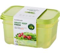 LocknLock Lot de 2 boîtes de conservation hermétiques, empilables et sans BPA, avec couvercle, pour fruits et légumes, passent au micro-ondes, au congélateur et au lave-vaisselle (1,5 l)