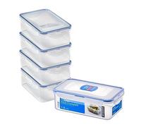 LocknLock Lot de 5 boîtes alimentaires rectangulaires avec couvercles - Boîtes de conservation en plastique hermétiques et étanches, sans BPA et passent au lave-vaisselle, 5 x 1 l