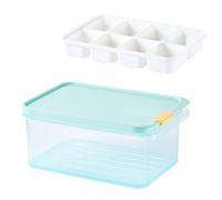 LocknLock Lot de 8 boîtes de conservation avec couvercle hermétiques, empilables, pour réfrigérateur, congélateur, sans BPA, 1,65 l + 8 cuillères à crème glacée