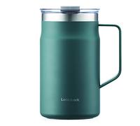 LocknLock Metro Mug en acier inoxydable 18/8 de qualité supérieure - Isolation à double paroi avec poignée - Parfaite pour table avec couvercle - Vert foncé - 591 ml