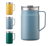 LocknLock Metro Mug en acier inoxydable 18/8 de qualité supérieure - Isolation à double paroi avec poignée - Parfaite pour table avec couvercle - Bleu - 591 ml