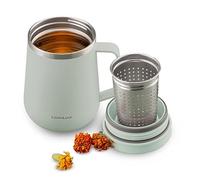 LocknLock Metro Tasse à thé et café avec infuseur à thé, couvercle et poignée, à double paroi en acier inoxydable, 400 ml, menthe