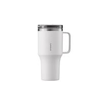 LocknLock Metro - Tasse de voyage en acier inoxydable 18/8 de qualité supérieure, isolation à double paroi avec poignée, parfaite pour les voyages avec couvercle, ivoire, 800 ml