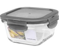LocknLock Boîte de conservation alimentaire en verre avec couvercle 300 ml, 120 x 120 x 65 mm, carré, passe au réfrigérateur, au congélateur et au lave-vaisselle, verre borosilicate jusqu'à 400 °C,