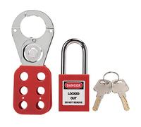 Lockout Tagout Hasp 25mm / 0.98in | 6 Hole Security Hasp for Industrial Security | Holds 6 Padlocks, Nylon & Stainless Steel | Includes 38mm / 1.5in Padlock