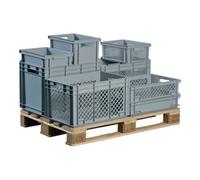 Lockweiler Conteneur de transport gerbable L600xl400xH150mm gris PP poignée traversante par Quantité:1