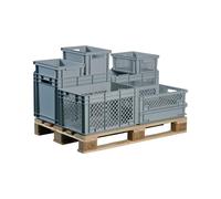 Lockweiler Conteneur de transport gerbable L400xl300xH320mm gris PP poignée traversante par Quantité:1