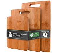 Loco Bird Planche à Découper Bois Bambou - 3 Pièces Set 33x22cm / 28x22cm / 22x15cm - Cutting Board Bois Massif - Pain, Légumes, Fruits, Viande
