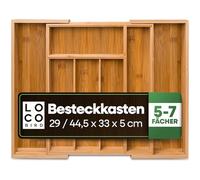 Loco Bird Range Couvert avec 5 à 7 Compartiments - 29x33x5cm / 45,5x33x5cm - Organisateur Tiroir Cuisine - Rangement et Organisation de Cuisine - Organisateur Cuisine