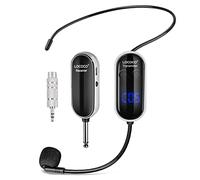 Lococo Microphone sans Fil, Double Micro Casque Rechargeable UHF, Portée de 50 m avec Affichage Numérique LED pour Amplificateur Vocal, Guide Touristique, Enseignement, Fitness, Système de PA