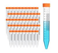 Locofiltr Tubes coniques à centrifuger 15 ml, 50 tubes à essai stériles en polypropylène, bouchons à vis étanches, récipient en plastique avec marques graduées et d'écriture, non pyrogène, sans