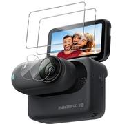 Locofun Verre Trempé pour Insta360 Go 3S, 2 Pièces Protection écran Film avec 2 Pièces TPU Caméra Protecteur, Dureté 9H Film Ultra HD Vitre Trempé