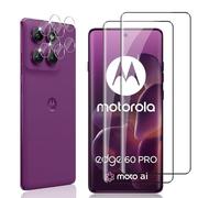Locofun Verre Trempé pour Motorola Moto Edge 60 Pro/Edge 60 Fusion/Edge 60, 2 Pièces Protection écran Film avec 2 Pièces Caméra Arrière Protecteur, Dureté 9H Film Objectif Ultra HD Vitre Trempé
