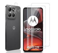 Locofun Verre Trempé pour Motorola Moto G15 5G / G15 Power, 2 Pièces Protection écran Film avec 2 Pièces Caméra Arrière Protecteur, Dureté 9H Film Objectif Ultra HD Vitre Trempé