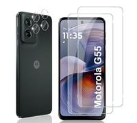 Locofun Verre Trempé pour Motorola Moto G55 5G, 2 Pièces Protection écran Film avec 2 Pièces Caméra Arrière Protecteur, Dureté 9H Film en sans Bulles,Ultra HD Vitre Trempé