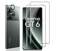 Locofun Verre Trempé pour Realme GT6/ GT 6T, 2 Pièces Protection écran Film avec 2 Pièces Caméra Arrière Protecteur, Dureté 9H Film Objectif Ultra HD Vitre Trempé