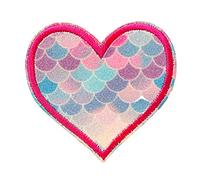Locomo Patch thermocollant en forme de cœur à coudre avec paillettes arc-en-ciel mignon motif écailles de sirène coloré pour femme fille vêtements veste t-shirt sac à dos décoration