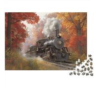 Locomotive à Vapeur from The Late 19th Century 1000pcs (75x50cm) Puzzle pour Adultes - Forêt d'automne,Jouet De DIY