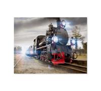 Locomotive à Vapeur fumante，Jigsaw Puzzles Puzzle, 1000 Pièces en Bois Adultes Puzzles, Enfants Cerveau IQ Développement Cadeau（75x50cm）-A24