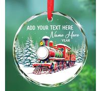Locomotive à vapeur pour sapin de Noël souvenir 2025, décoration de Noël en verre, décoration de train, cadeau pour garçons, filles, enfants, décoration souvenir en verre avec nom personnalisé