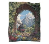 Locomotive à Vapeur, Tunnel voûté Est Douce,Confortable Et Chaude, Couverture Jetée Motif 3D,Le Lit Adapté Aux Adultes Et Aux Adolescent 40x50inch(100x130cm)