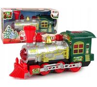 Locomotive de Noël avec lumières et son, verte, à piles