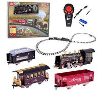 Locomotive de train télécommandée RC avec lumières, sons et fumée (22 pièces).
