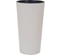LOCON Stripe Pot de Fleurs en Plastique avec Insert en Fibres de Bois Aspect rayé Crème 30 x 57 cm