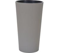 LOCON Stripe Pot de Fleurs en Plastique avec Insert et Partie en Fibres de Bois Gris 25 x 46,5 cm