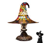 LOCPUFF Lampes à Chapeau de sorcière, vitrail de Lampe Tiffany à Chapeau de sorcière, Lampe chapeau de sorcière en vitrail, lampe gothique, décoration mystique (couleur, L)
