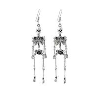 Locrc oucles d'oreilles squelette d'Halloween pendantes avec cadre squelette pour femme, boucles d'oreilles fantômes, costumes d'Halloween, bijoux de fête, cadeaux, Métal, Pas de gemme