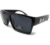 Locs 91105 Lunettes de soleil noires | Authentic Gangster Flat Top Lowrider Maddogger Shades, noir, adulte