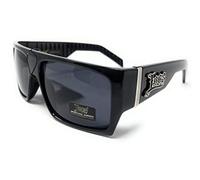 LOCS Hardcore Shades LOCS 91010 Lunettes de soleil noires | Gangster Square Flat Top Cholo OG Lowrider Shades pour adulte, noir, taille L, Noir, Large
